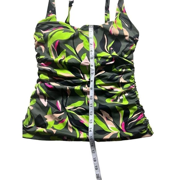 Athleta Women's Deep Fern Floral Square Neck Bra Cup Tankini Top Green 34D/DD - Picture 4 of 6